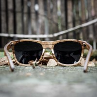 Wayfarer Style Ebony and Zebra Wood Sunglasses