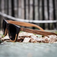 Wayfarer Style Ebony and Zebra Wood Sunglasses