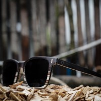 Square Wayfarer Wood Sunglasses Large, Ebony and Ice tree wood