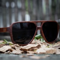 Aviator Square, Red Burl Wood Sunglasses