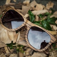Wayfarer Style Zebra Wood Sunglasses