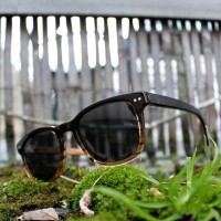 Acetate and Wood Square Wayfarer Sunglasses Dark Lenses