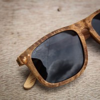 Flat Top Style Burl Wood Sunglasses