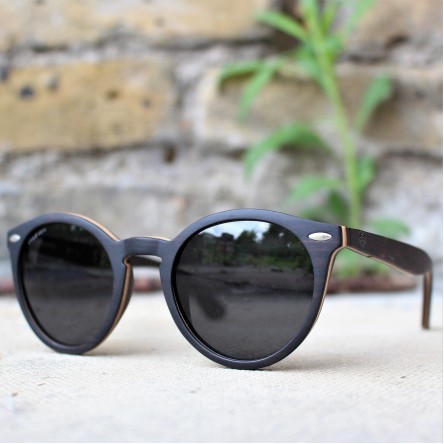 Round Style Ebony Wood Sunglasses
