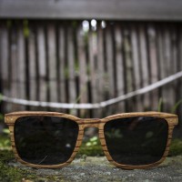 Square Wayfarer Small Zebra Wood Sunglasses