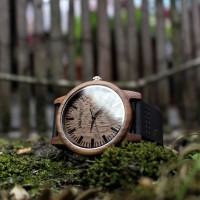 Liberty Wood Watch - Walnut Wood Watch With Black Leather Strap