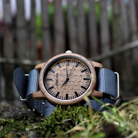 Liberty Wood Watch - Walnut Wood Watch, Walnut dial, Grey Canvas strap